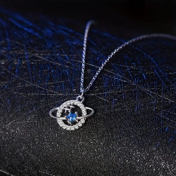 European And American Design Stainless Steel Universe Star Blue Five-pointed Star Necklace - Image 3