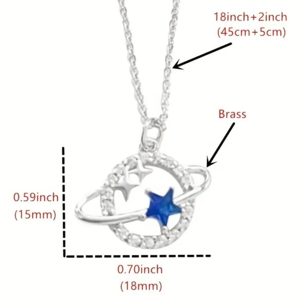 European And American Design Stainless Steel Universe Star Blue Five-pointed Star Necklace - Image 2