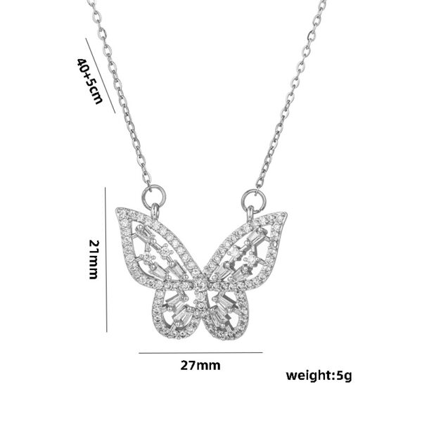 Hollow Butterfly Necklace Female Micro Inlaid Zircon Super Fairy Three-dimensional - Image 3