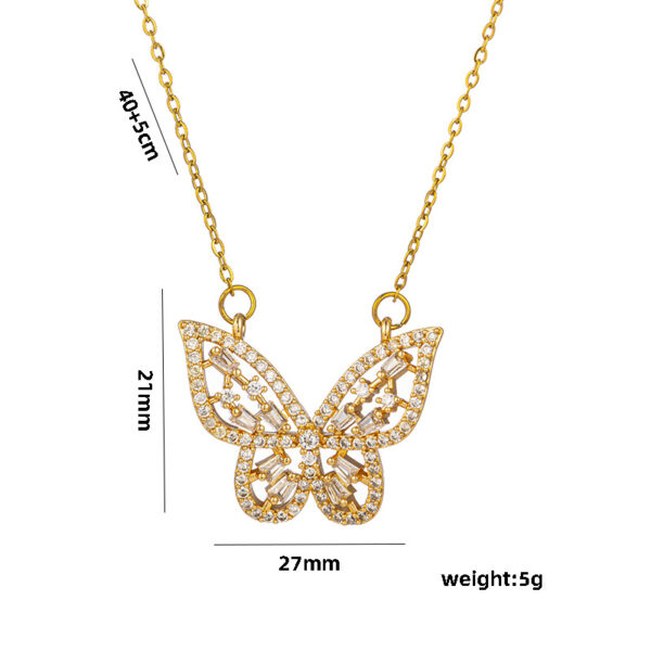 Hollow Butterfly Necklace Female Micro Inlaid Zircon Super Fairy Three-dimensional - Image 2